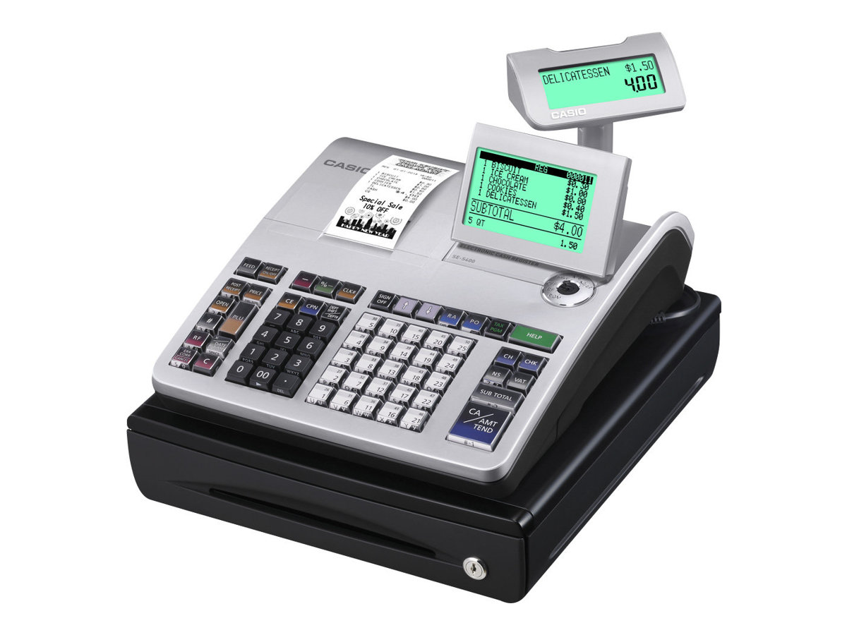 Casio SE-S400 - Caisse enregistreuse - 3000 PLU - Tiroir : 5 pices et 3  billets - Noir/argent - certifi loi fiscale 2018. Pas Cher Guadeloupe |  Bureau Valle