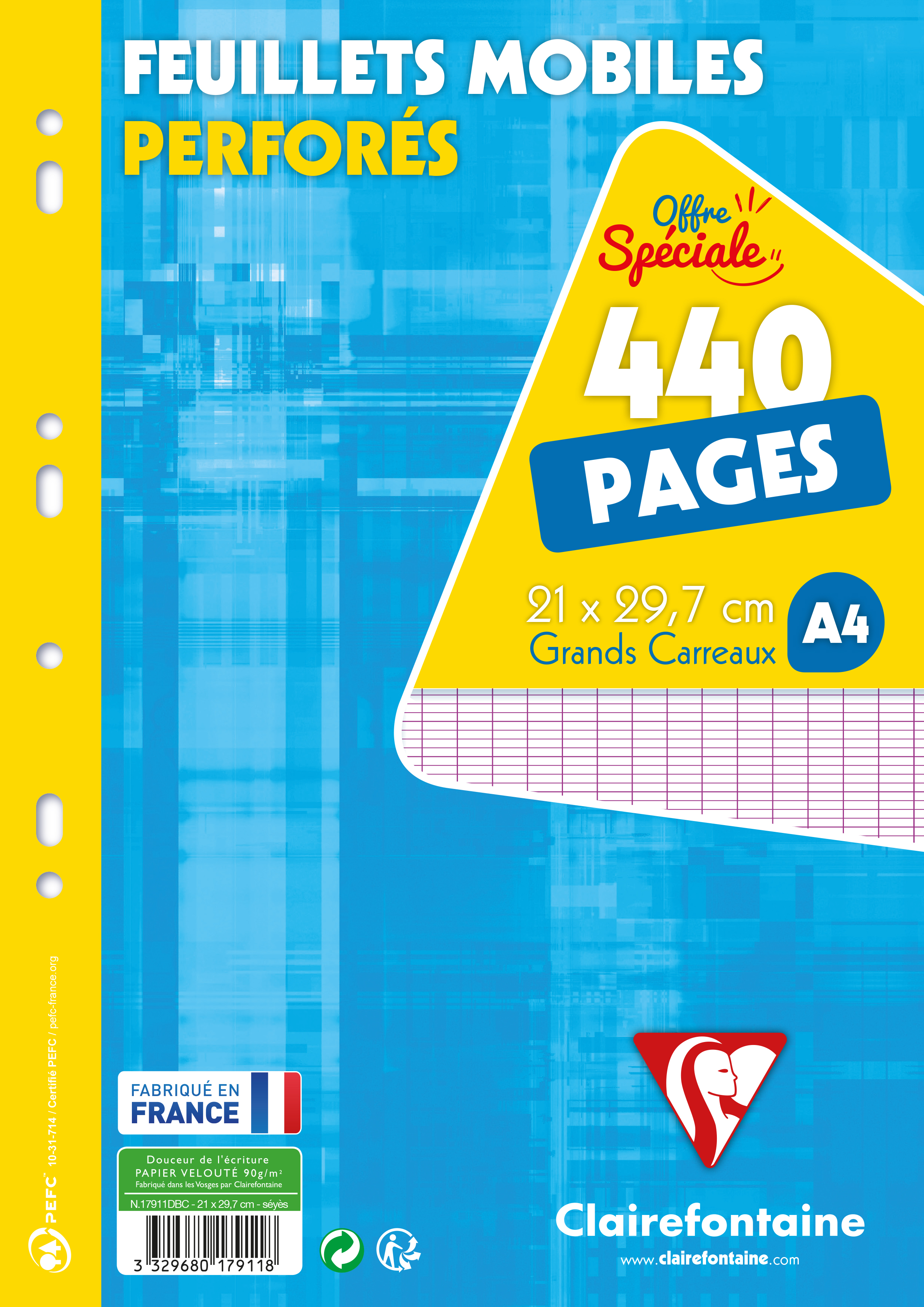ORNÉ DE FEUILLES
クッション付きラタンチェア Clairefontaine - 440 feuilles simples A4 - grands carreaux