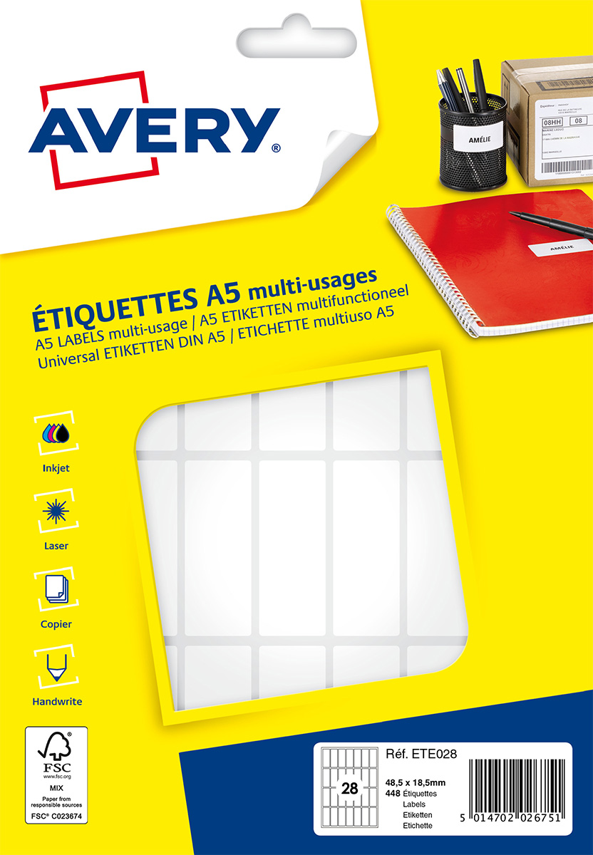 Étiquettes Autocollantes Printation 105x48mm - 300 Étiquettes A4 Laser Jet D'Encre Adresse