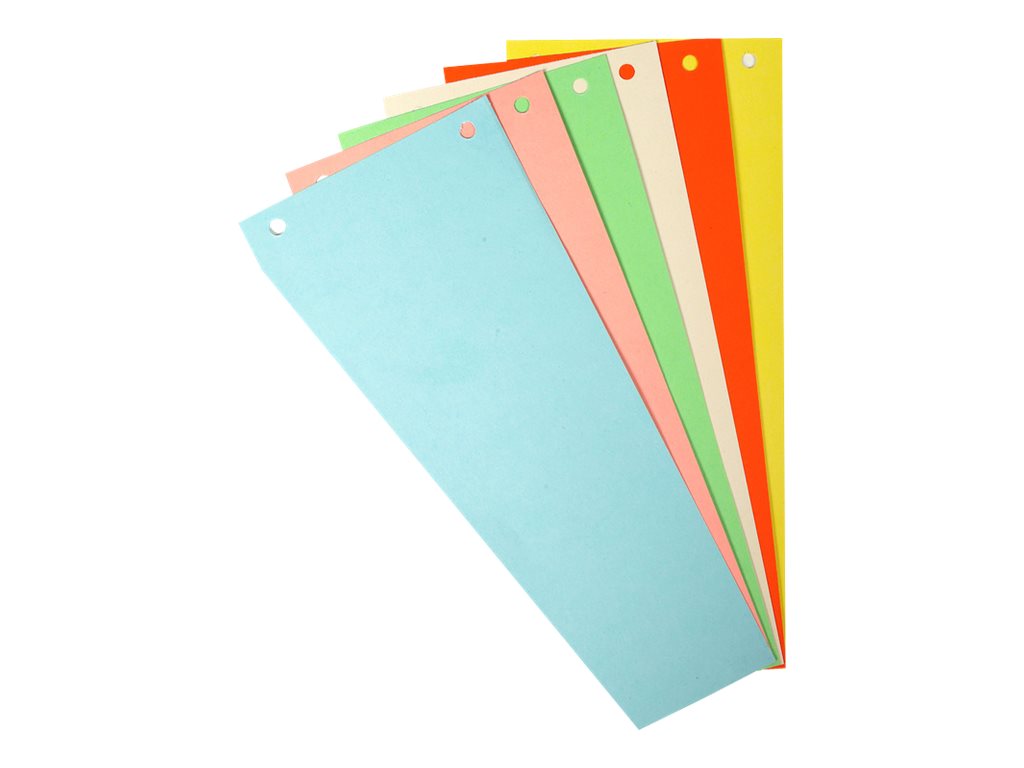 Lot De 100 Intercalaires Carton 190 G/m² - 4 Couleurs, Perforés 2 Trous, 10,5x24 Cm