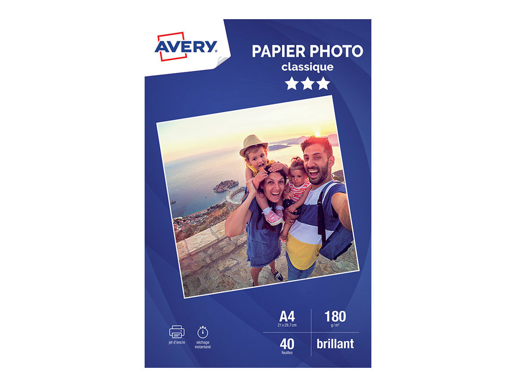 AVERY Papier Photo Brillant 200g/m² - 50 Feuilles A4 + 60 Feuilles 10x15 Cm Pour Impression Jet D'Encre