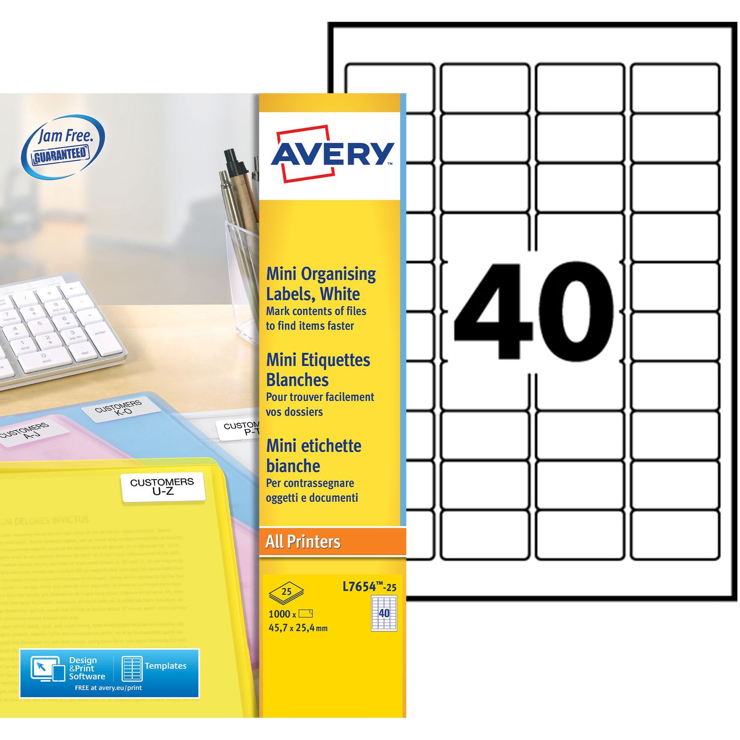 AVERY L7560-25 - Pochette De 525 étiquettes Transparentes Autocollantes, Format 63,5 X 38,1 Mm, Pour Impression Laser - 5