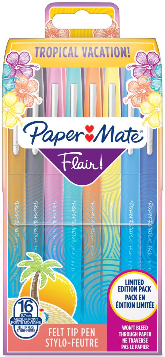 Feutre Couleur Pointe Moyenne Paper Mate Flair - Lot De 6 Stylos Feutres à Pointe Moyenne (0,7mm) | Couleurs Vives | Idéal Pour Écrire, Colorier, Scrapbooking Feutres Pointe 0.7mm