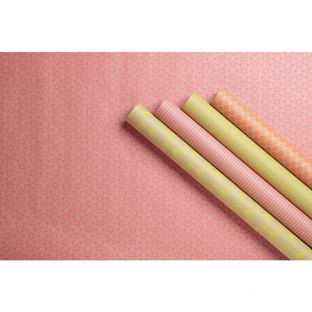 Clairefontaine 223830C – een rol cadeaupapier – ruw kraftpapier, 70 g, 100% gerecycled, 5 m x 35 cm (speciaal kleine breedte) – motief: witte bloemen – geschenkverpakking, ideaal voor kleine
