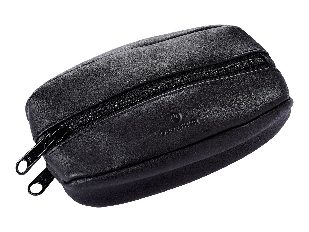 『porte-monnaie』(ーnoirー) Oberthur London - Porte-monnaie double zip - cuir noir Pas Cher