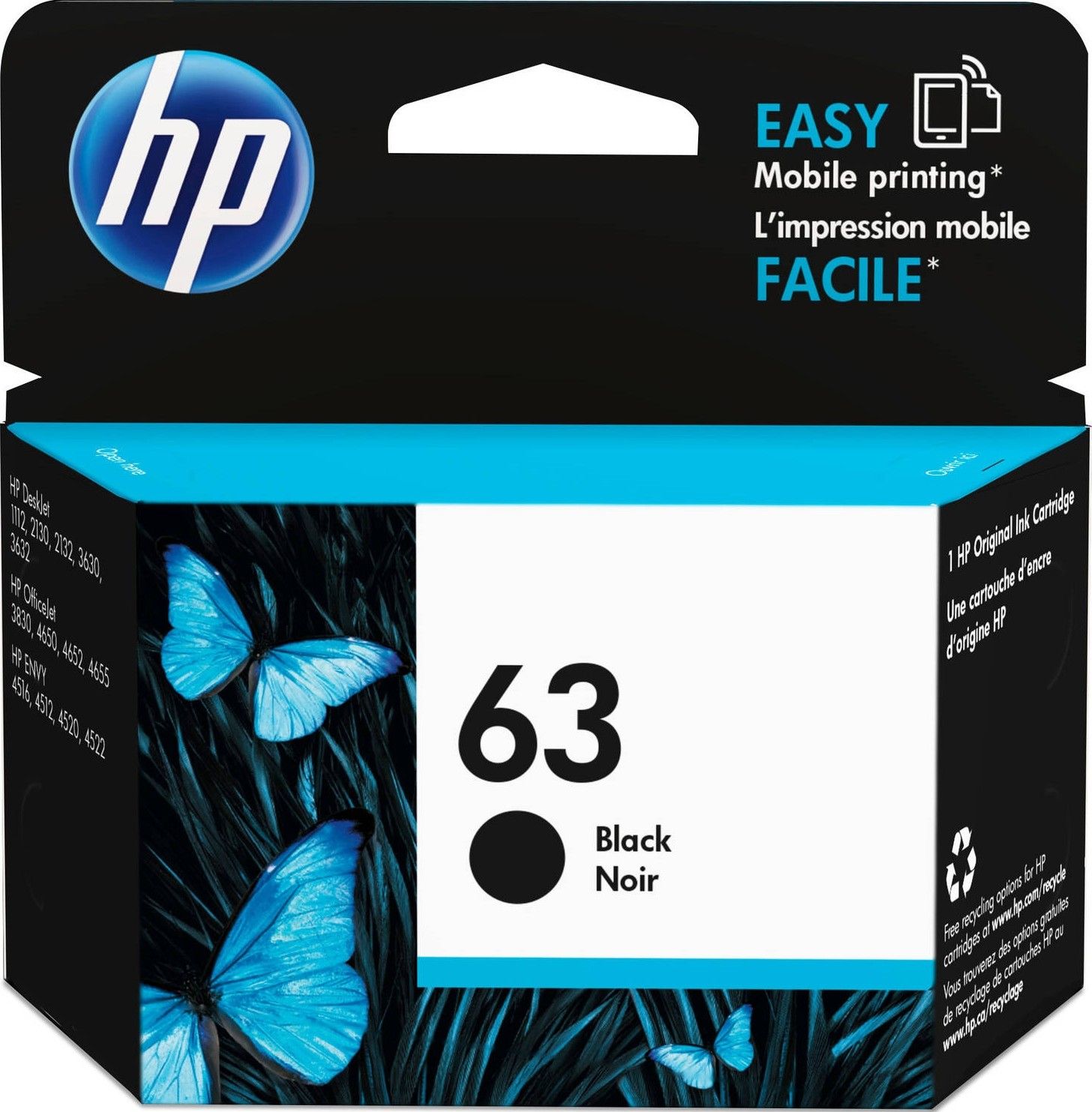 HP 63 - 3.5 ml - negro - original - cartucho de tinta - para