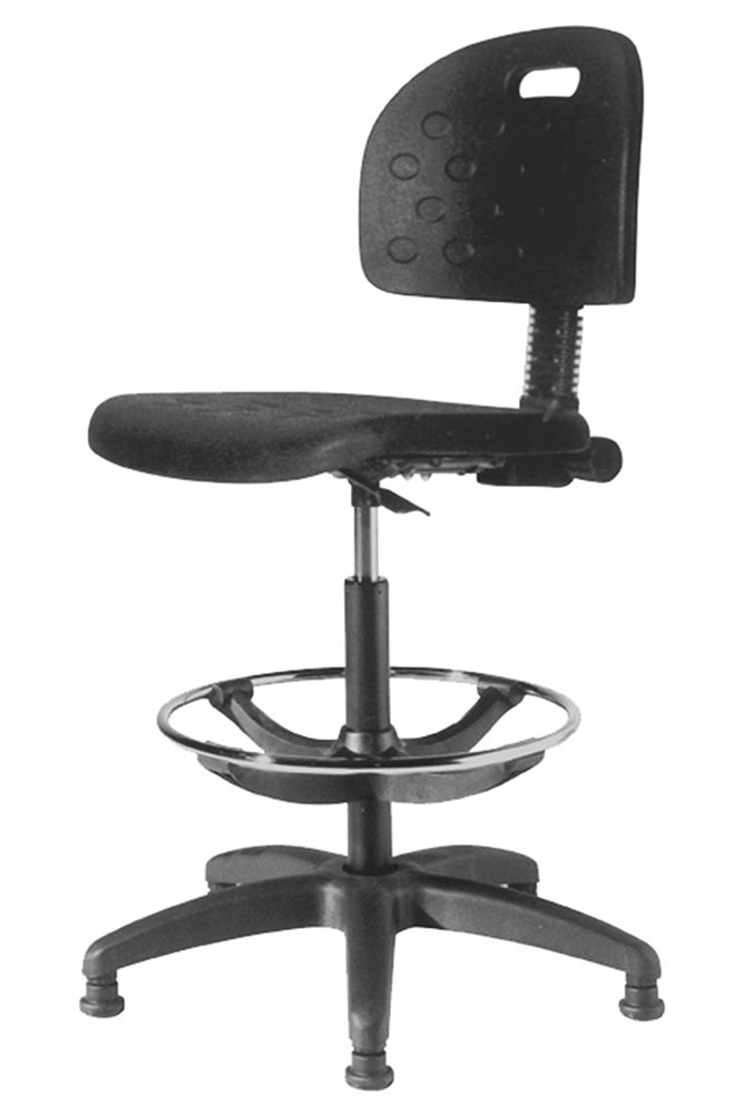 Waytex Siège Assis-Debout Tabouret Bureau Haut Ergonomique - Repose-Pied Réglable, Structure Métal Chromé