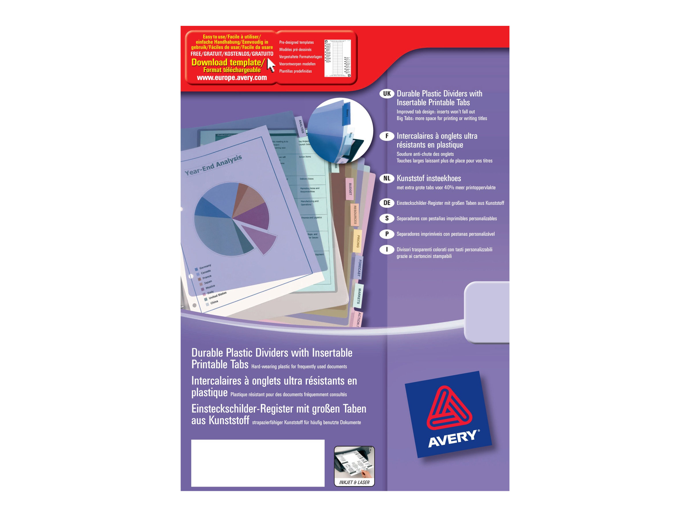 AVERY - 252 Étiquettes Adressage Autocollantes Personnalisables - Format 63,5 x 38,1 mm - Impression Jet d'Encre