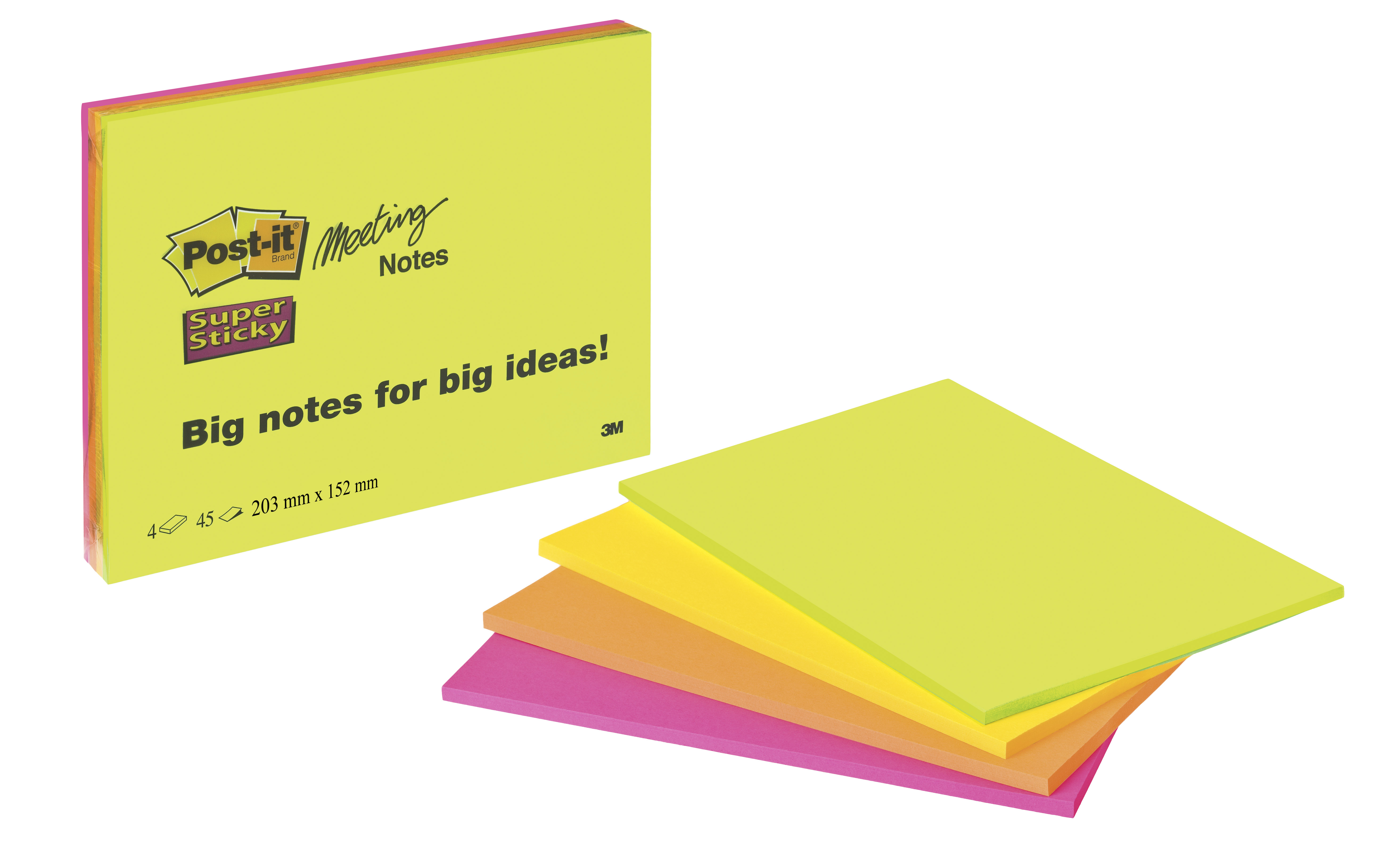 Post-it - 3 Blocs notes Super Sticky - grand format - Meeting notes 203 x  152 mm Pas Cher