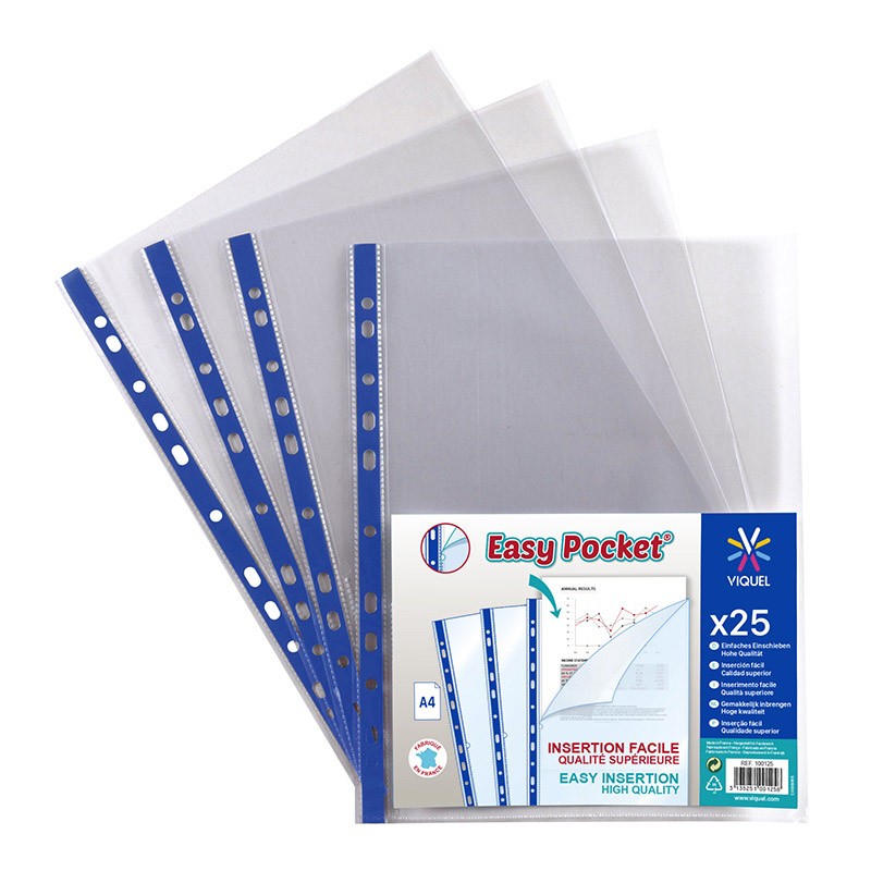 Viquel Easy Pocket - 25 Pochettes plastiques - A4 Pas Cher | Bureau Vallée