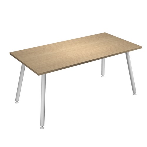 Table haute LEONARDO - 120 x 80 x 105 cm - Pieds métal blancs - Chêne