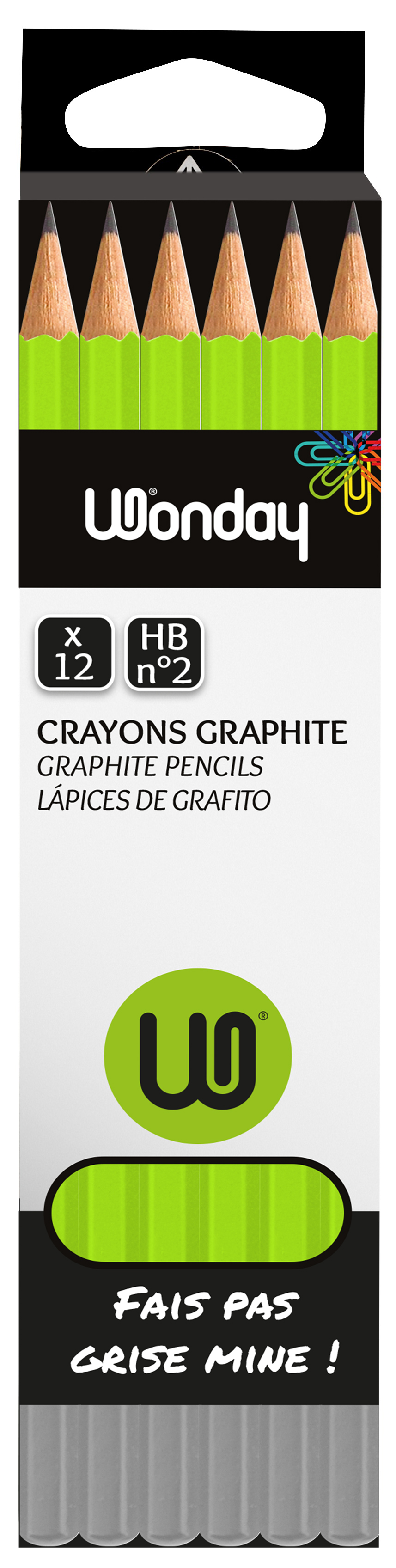 Wonday - Pack de 12 crayons à papier - HB STANDARD