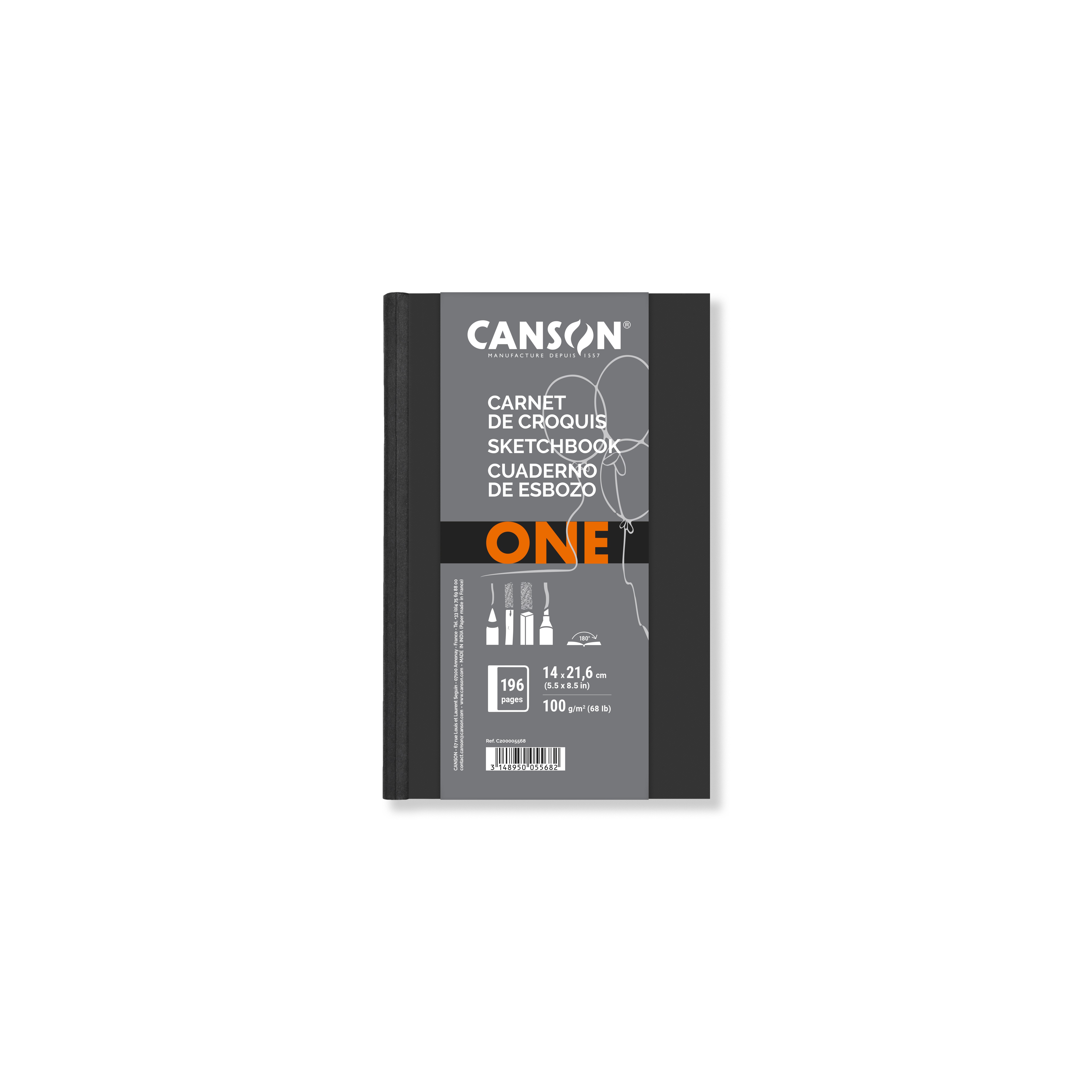 CANSON Carnet de 100 feuilles XL BOOK CROQUIS. Format A5, 90
