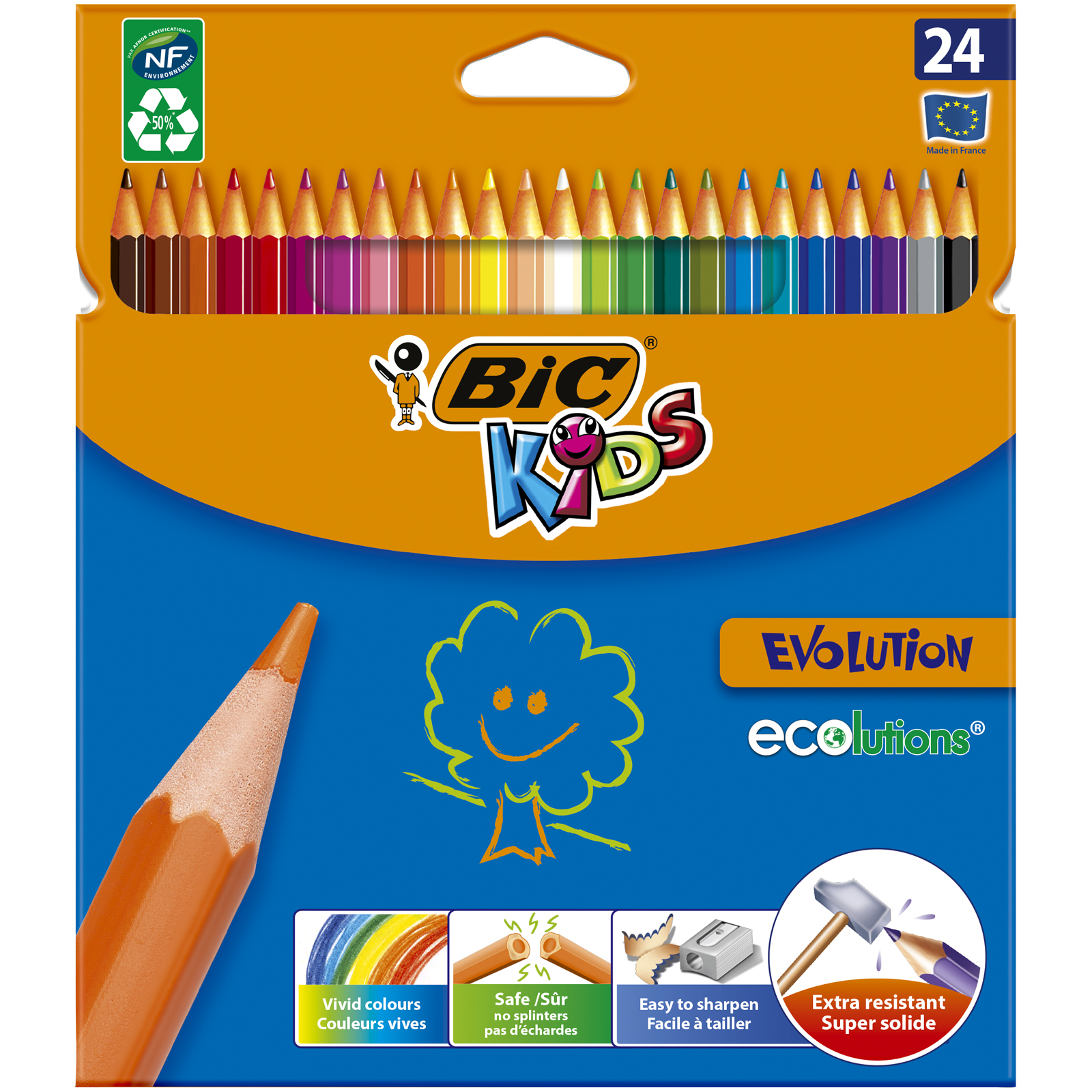 BIC Kids ecolutions Evolution - 24 Crayons de couleur Pas Cher | Bureau  Vallée