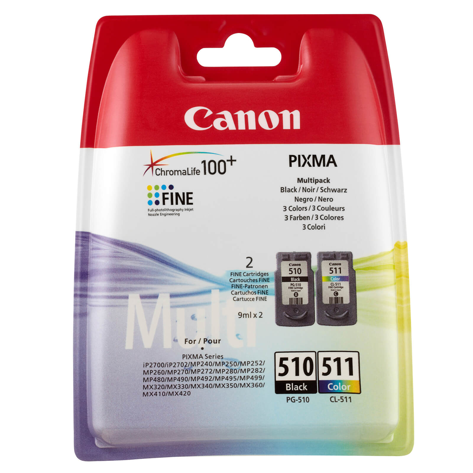 Canon PG-510/CL-511 - Pack de 2 - noir, cyan, magenta, jaune - cartouche  d'encre originale Pas Cher | Bureau Vallée