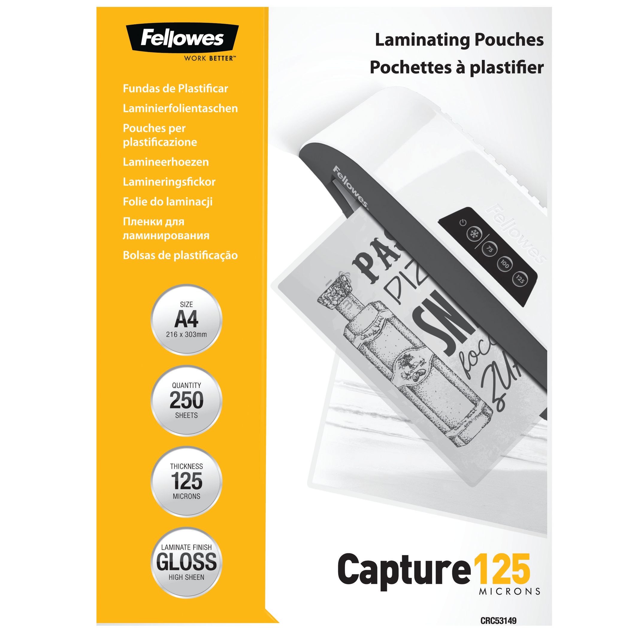 Fellowes - 250 pochettes de plastification A4 (216 x 303 mm) - 80