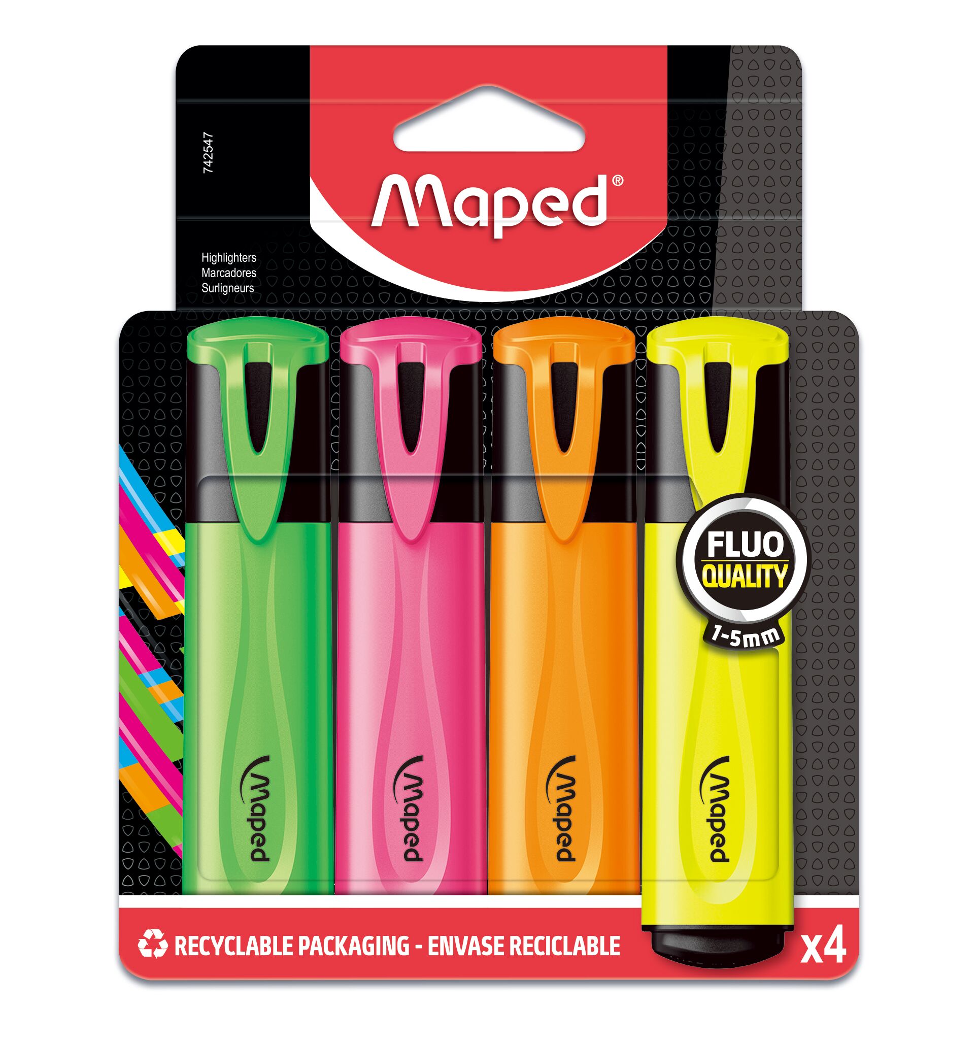 Maped Fluo Peps Classic - Pack de 4 surligneurs - couleurs assorties Pas  Cher | Bureau Vallée