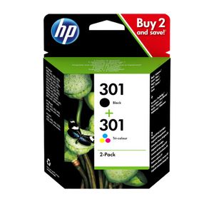 HP 301 - Pack de 2 - noir et 3 couleurs - cartouche d'encre originale  (N9J72AE) Pas Cher | Bureau Vallée