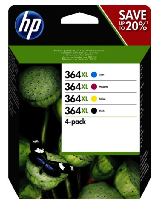 HP 364XL - Pack de 4 - noir et 3 couleurs - cartouche d'encre originale  (N9J74AE)