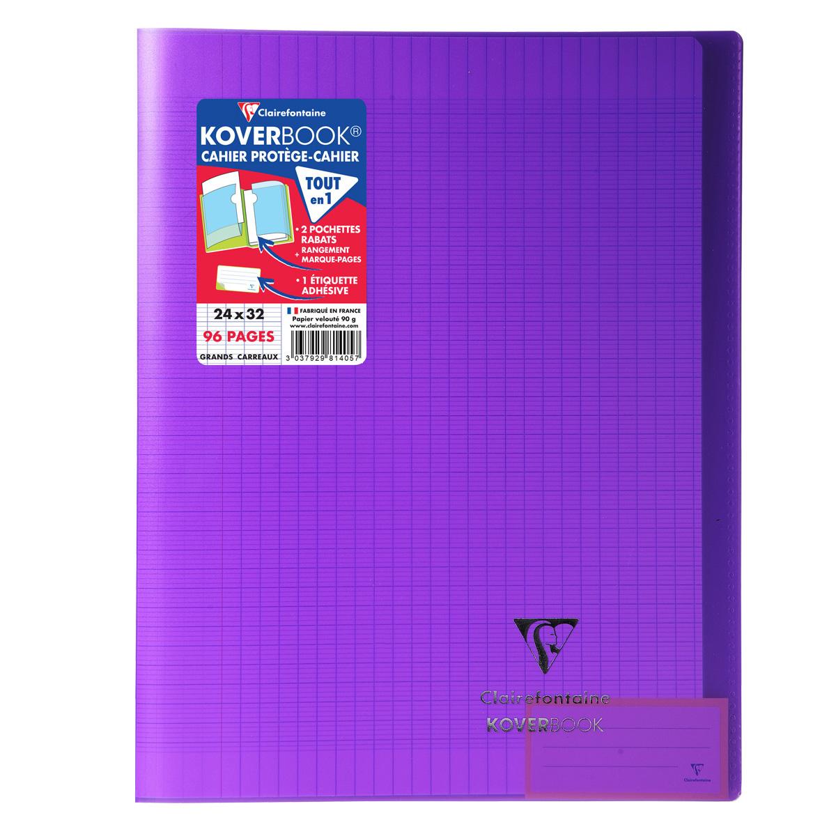 Cahier Koverbook Polypro Bleu CLAIREFONTAINE 24x32 96p Grands