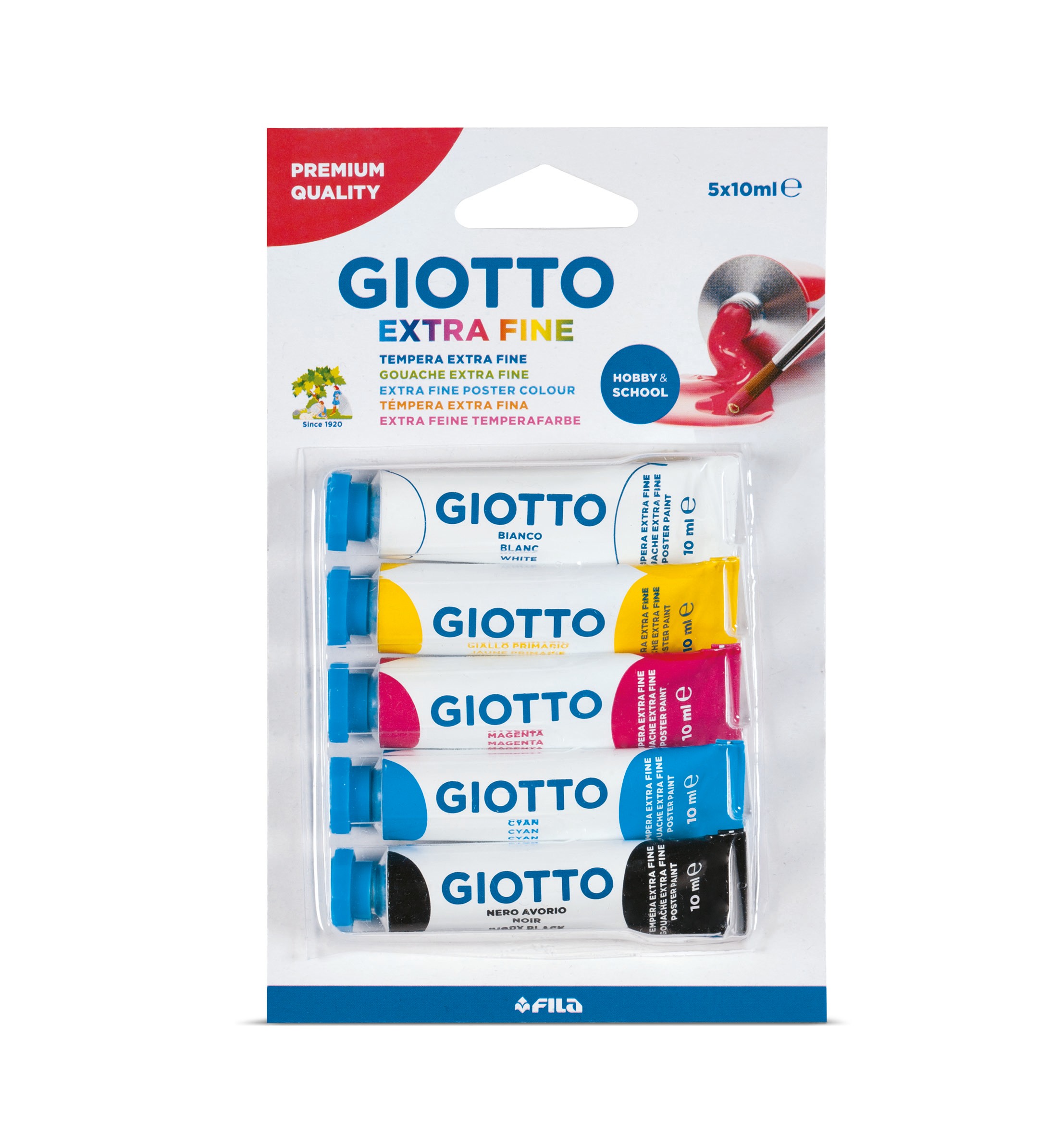 Giotto - 5 tubes peinture gouache - couleurs primaires - 10 ml Pas Cher |  Bureau Vallée