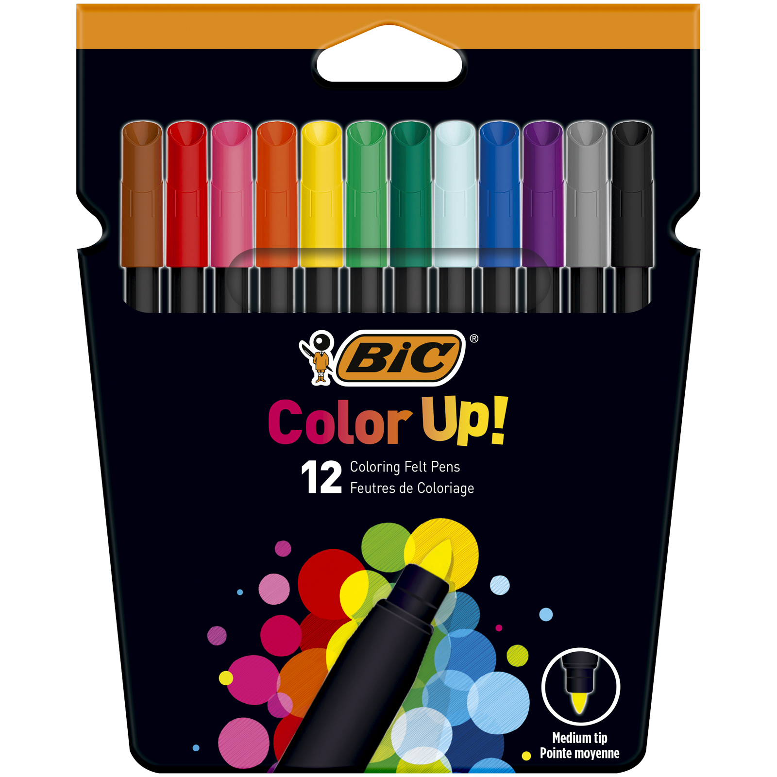 12 feutres de coloriage - Pointe moyenne - Ultra lavable - Color
