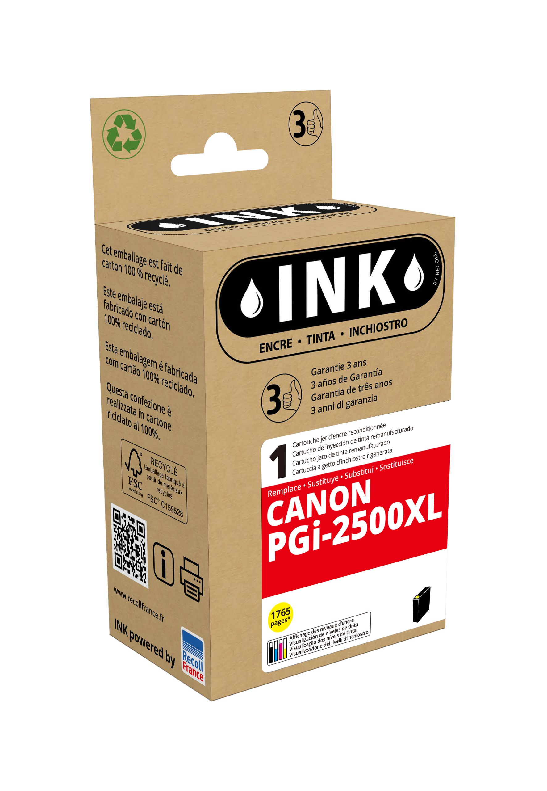 Cartouche compatible Canon PGI-2500XL - jaune - ink