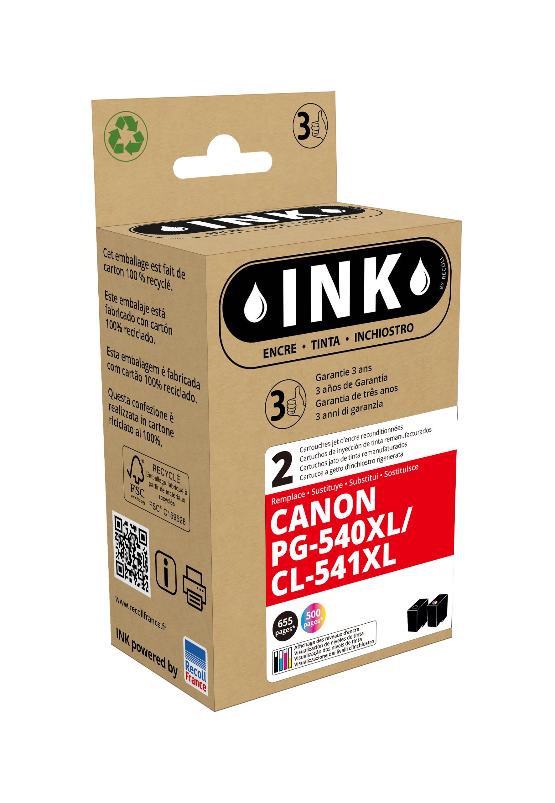 Consommables Compatibles Canon PG-540/CL-541 XL Pack de 2