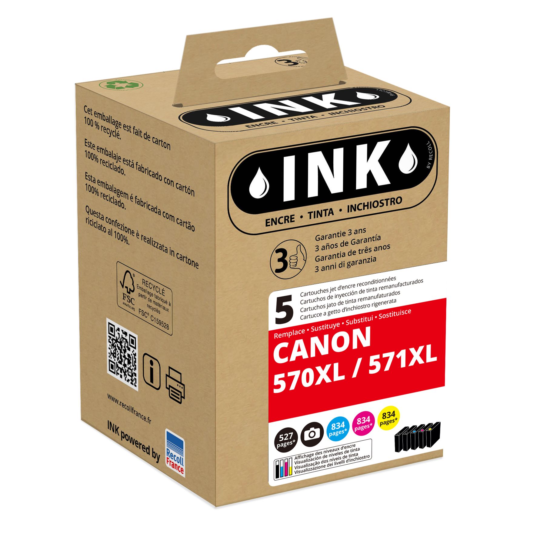 Cartouche compatible Canon CLI-571/PGI-570 - Pack de 5 - noir x2