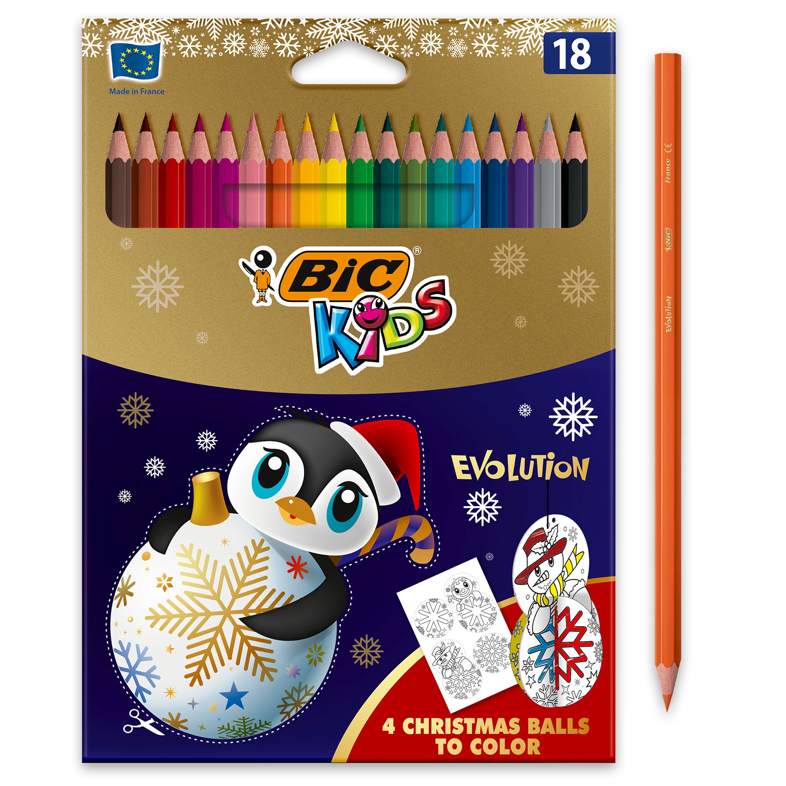 BIC Kids Evolution - 18 Crayons de couleur - édition Noël Pas Cher
