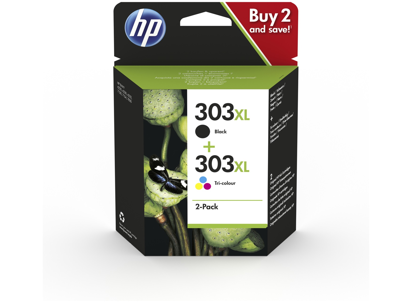 HP 303XL - pack de 2 - noir et 3 couleurs - cartouche d'encre originale  (3YN10AE) Pas Cher | Bureau Vallée