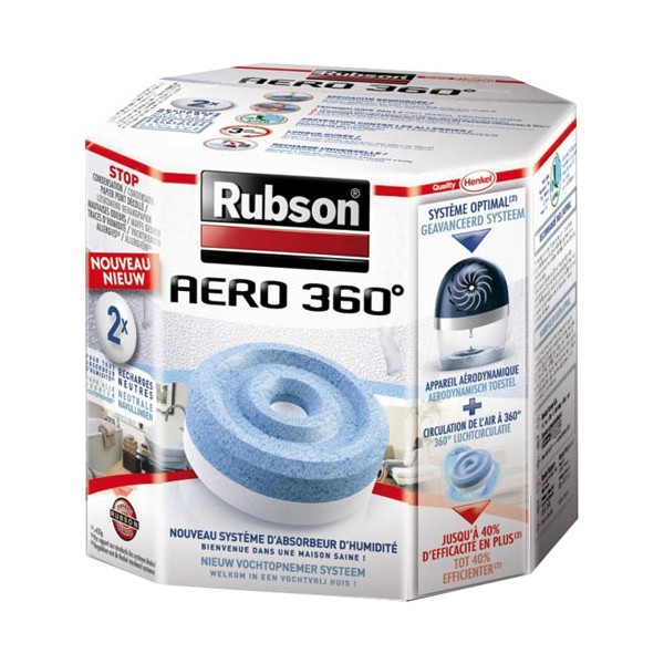 Rubson AERO 360° - 2 Recharges pour absorbeur d'humidité Pas Cher