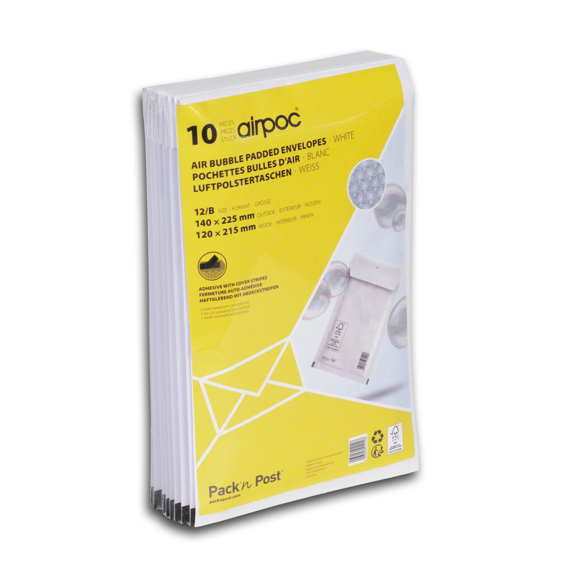 Pack de 10 Enveloppes à bulles antichocs - 120 x 215 mm - La