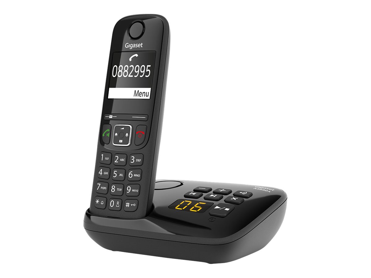 Gigaset AS690A - téléphone sans fil - avec répondeur - noir Pas Cher |  Bureau Vallée