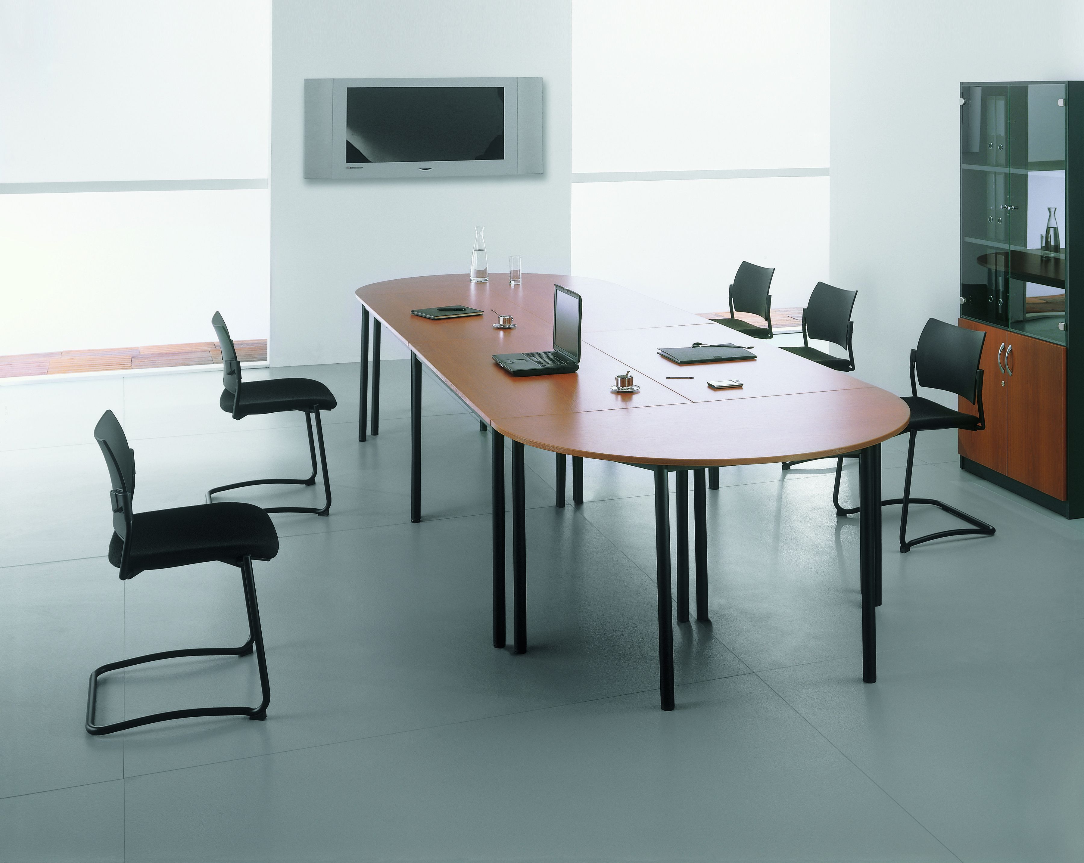 Table de réunion Rectangulaire - 120 x 60 cm - Pieds anthracite - imitation hêtre