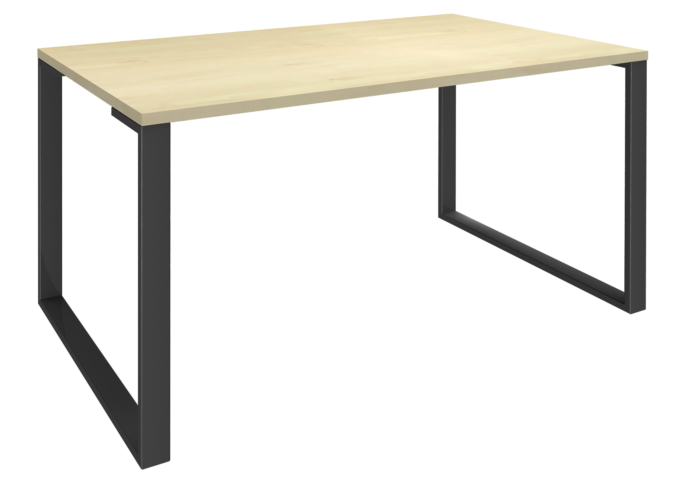 Bureau droit LOFTER - L80 cm - Plateau imitation Erable - pied Carbone