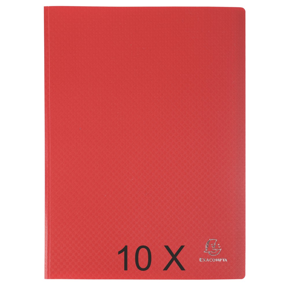 Opak 10 Porte vues 100 vues A4 rouge Pas Cher Bureau Vallée
