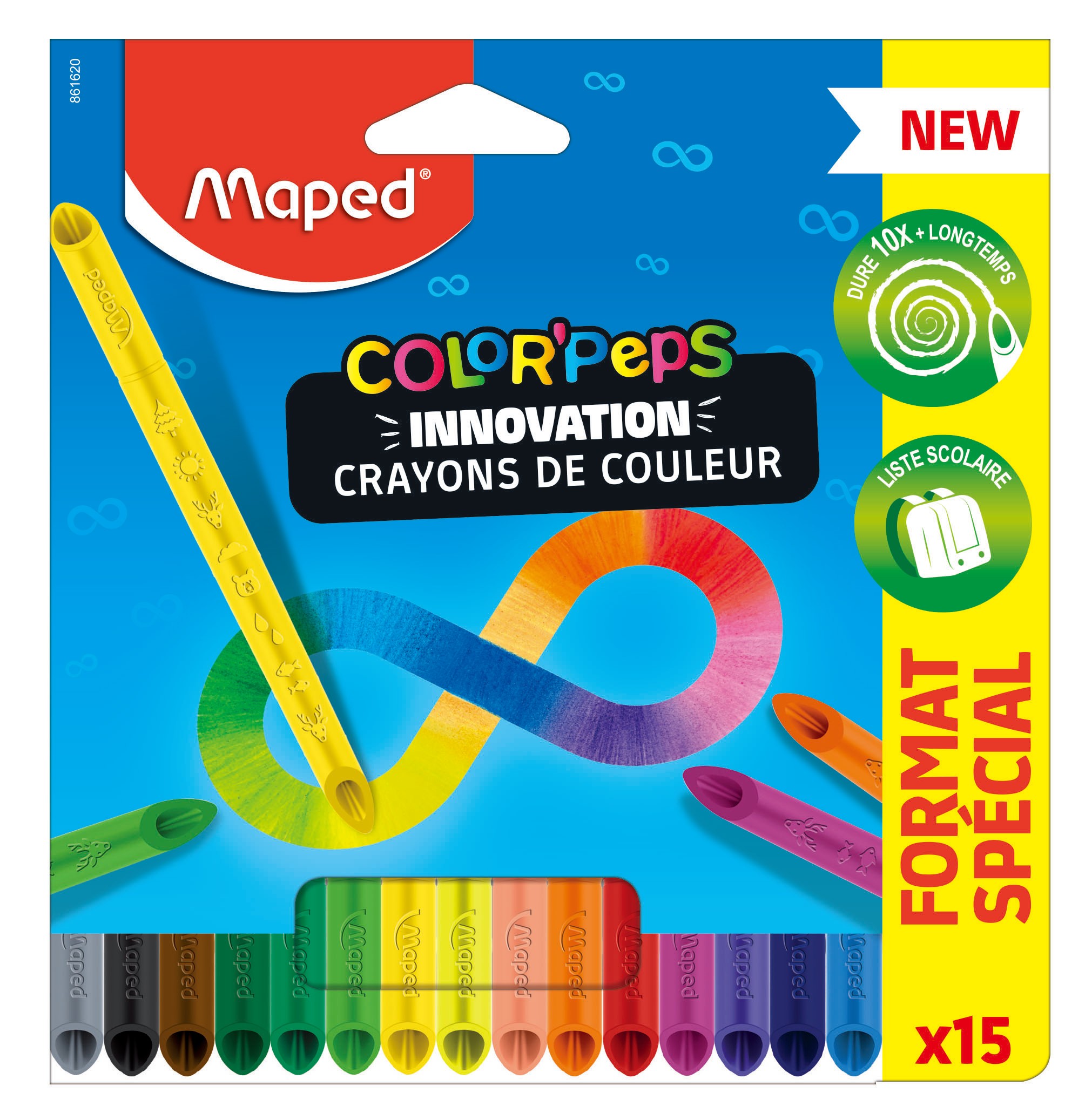 Maped Color'Peps - 15 Crayons de couleur Infinity - pochette