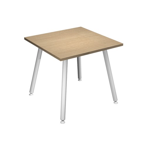 Table haute LEONARDO - 80 x 80 x 105 cm - Pieds métal blancs - Chêne