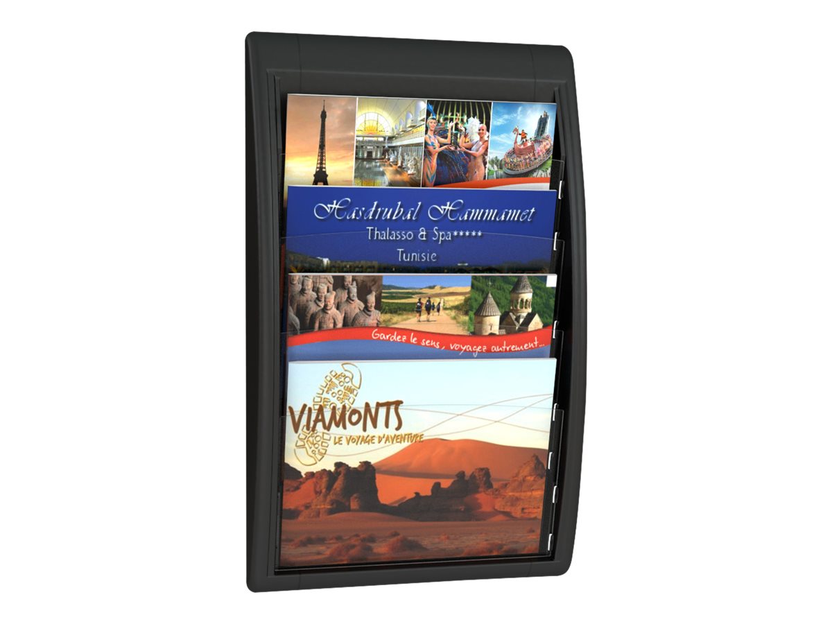 Porte-Brochures Mural 2 Compartiments A4 Paysage - Fixation Magnétique, Capacité 3kg - Durable FLEXIPLUS