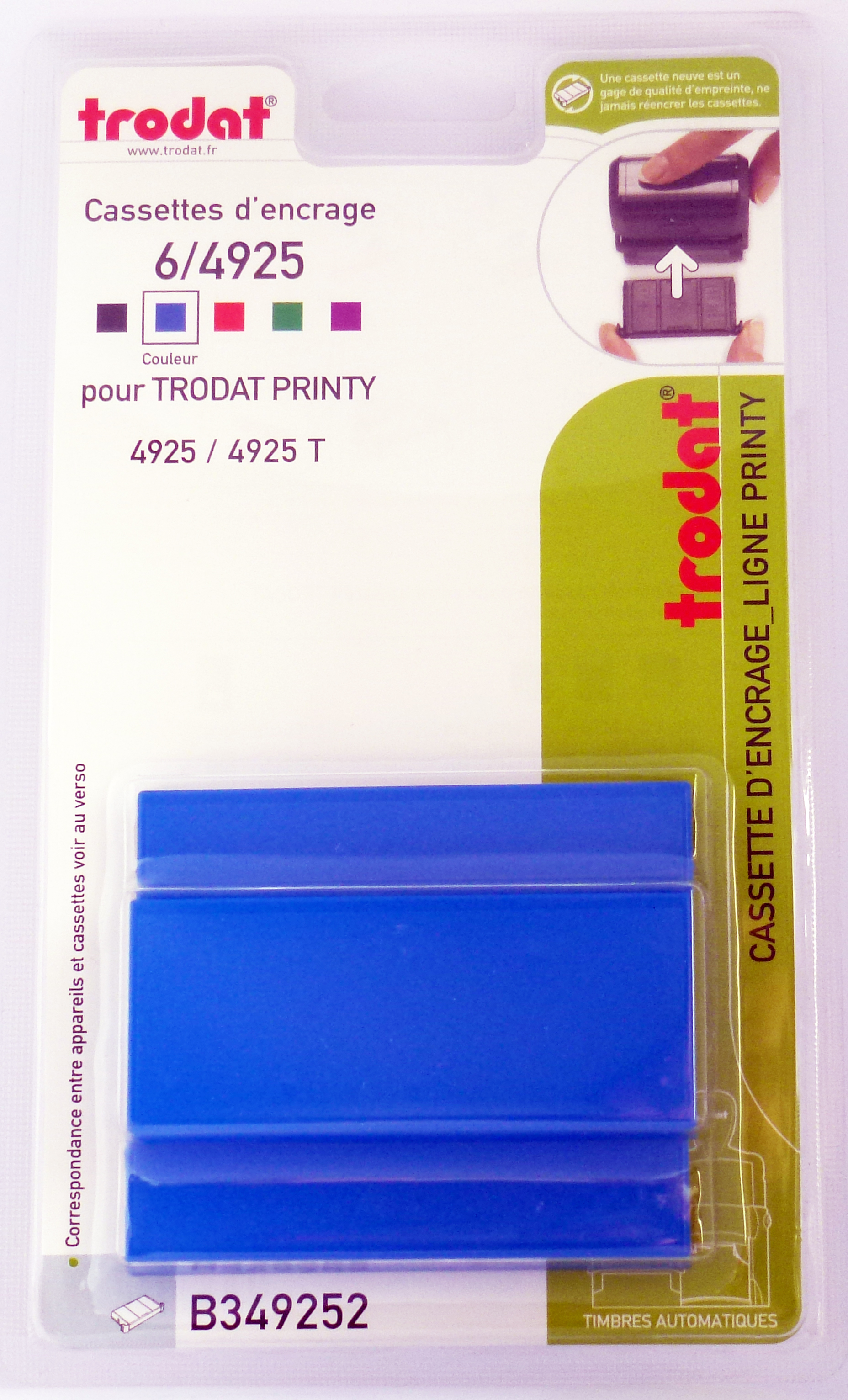 Trodat - 3 Encriers 6/4925 recharges pour tampon Printy 4925 - bleu