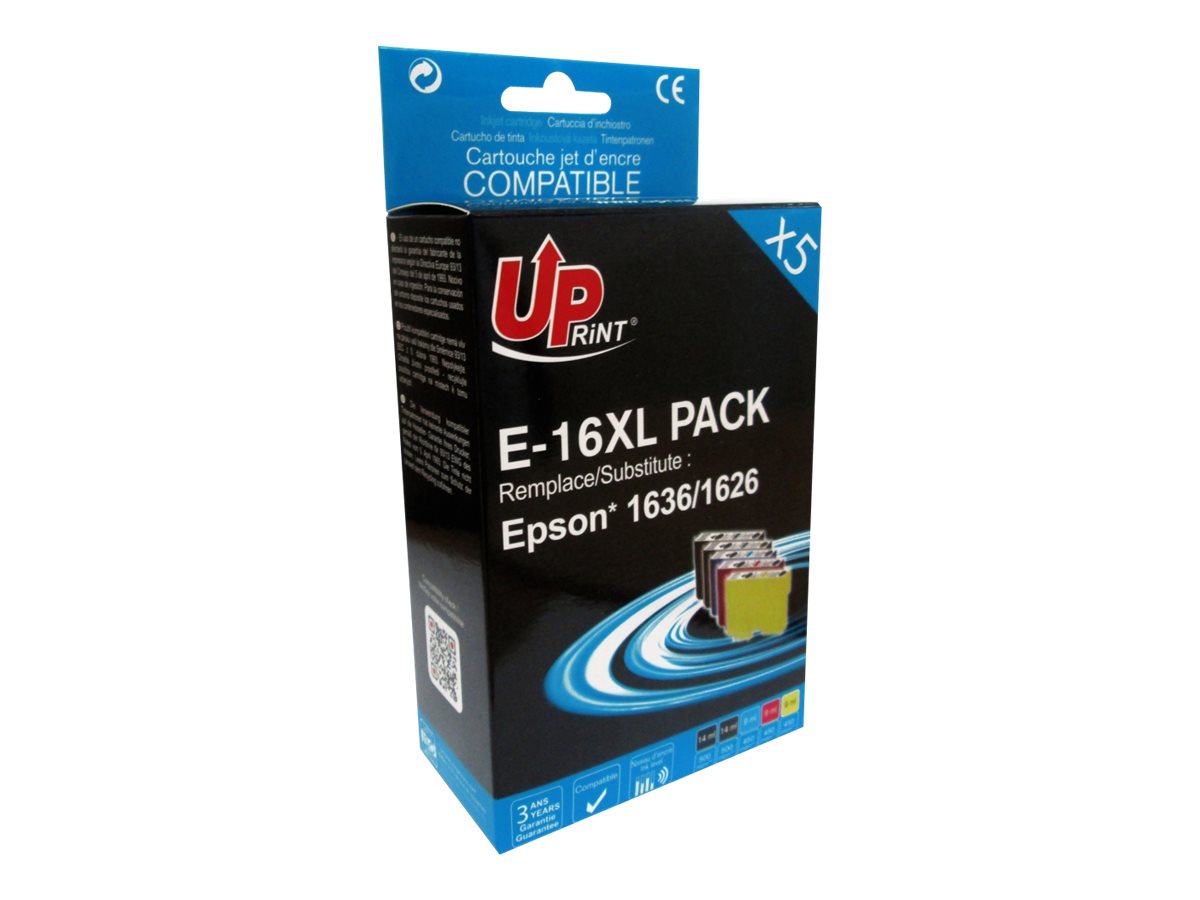 Cartouche compatible Epson 16XL Stylo plume - pack de 5 - noir x2, cyan, magenta, jaune - UPrint