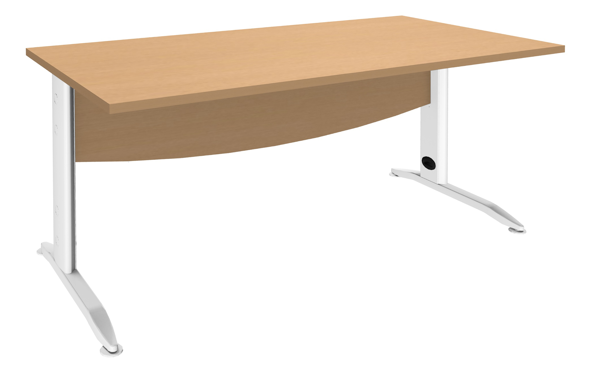 Bureau droit IDRA - L140 cm - Pieds blanc - Plateau imitation Hêtre