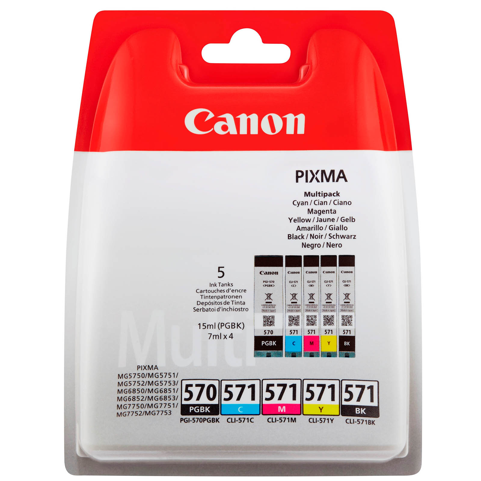 Canon CLI-571/PGI-570 - Pack de 5 - noir, noir photo, cyan, magenta, jaune - cartouche d'encre originale