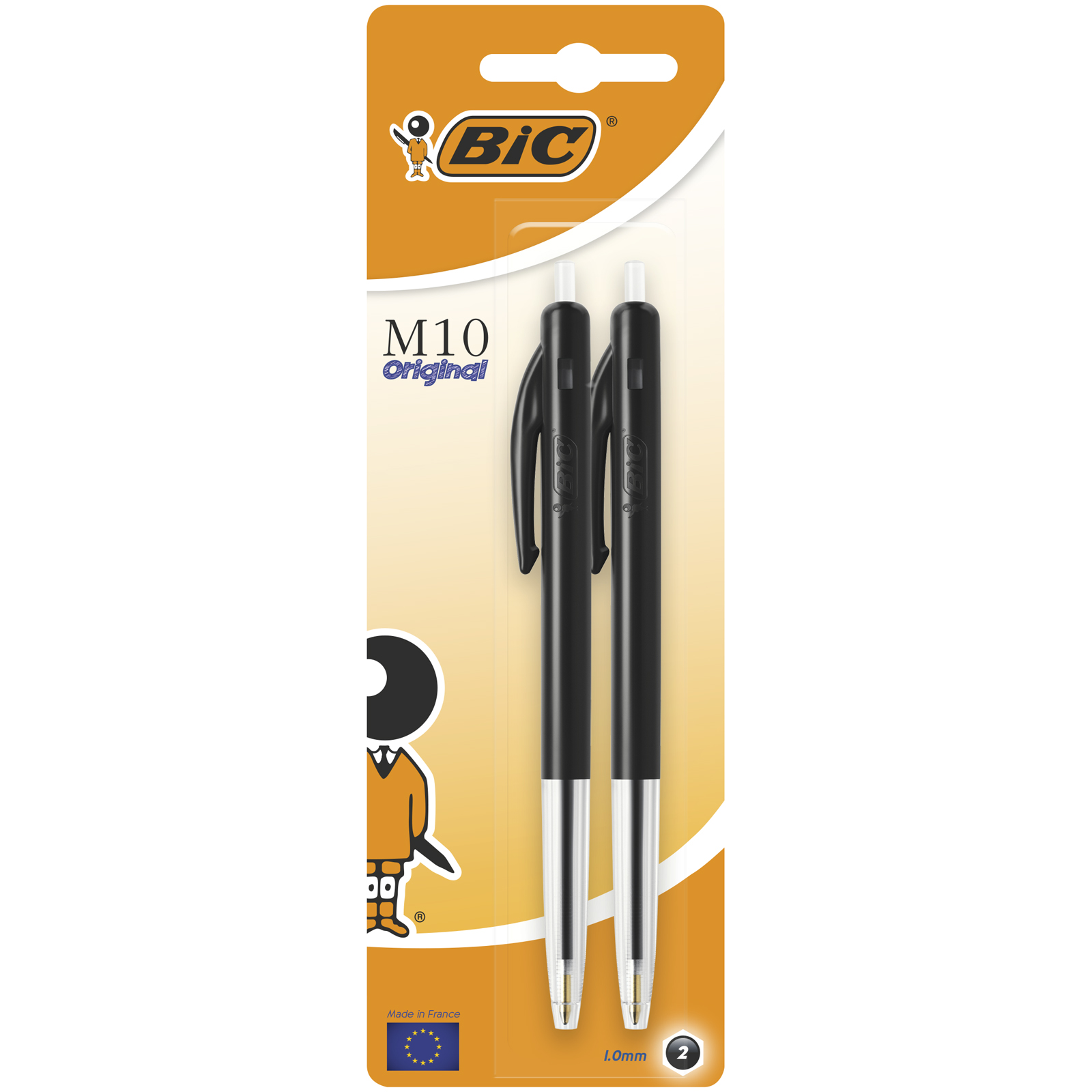 BIC M10 Original Stylos-Bille Rétractables Pointe Moyenne (1,0 mm) - Noir,  Blister Format Spécial de 5 BIC