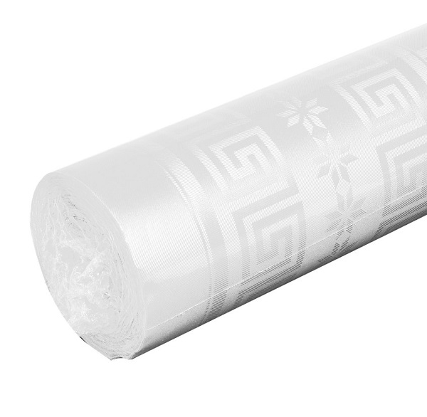 CGMP Damassé - Rouleau de nappe jetable - blanc - 1 x 10 m Pas Cher