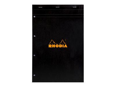 Rhodia - Bloc notes - A4 + - 160 pages - petits carreaux - noir