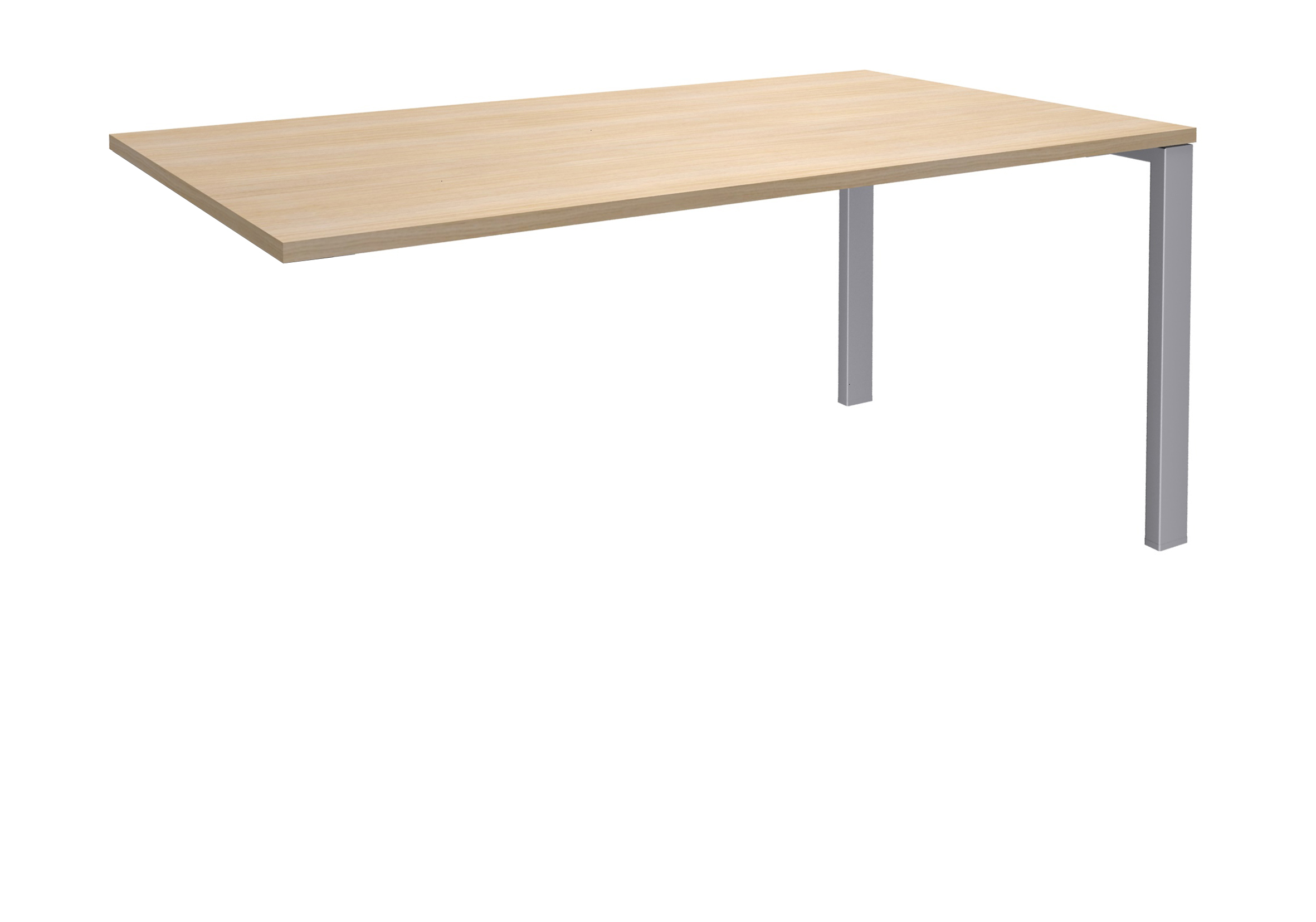 Bureau simple IRIS - L160 cm - Plan suivant - Pieds aluminium - plateau imitation Chêne clair