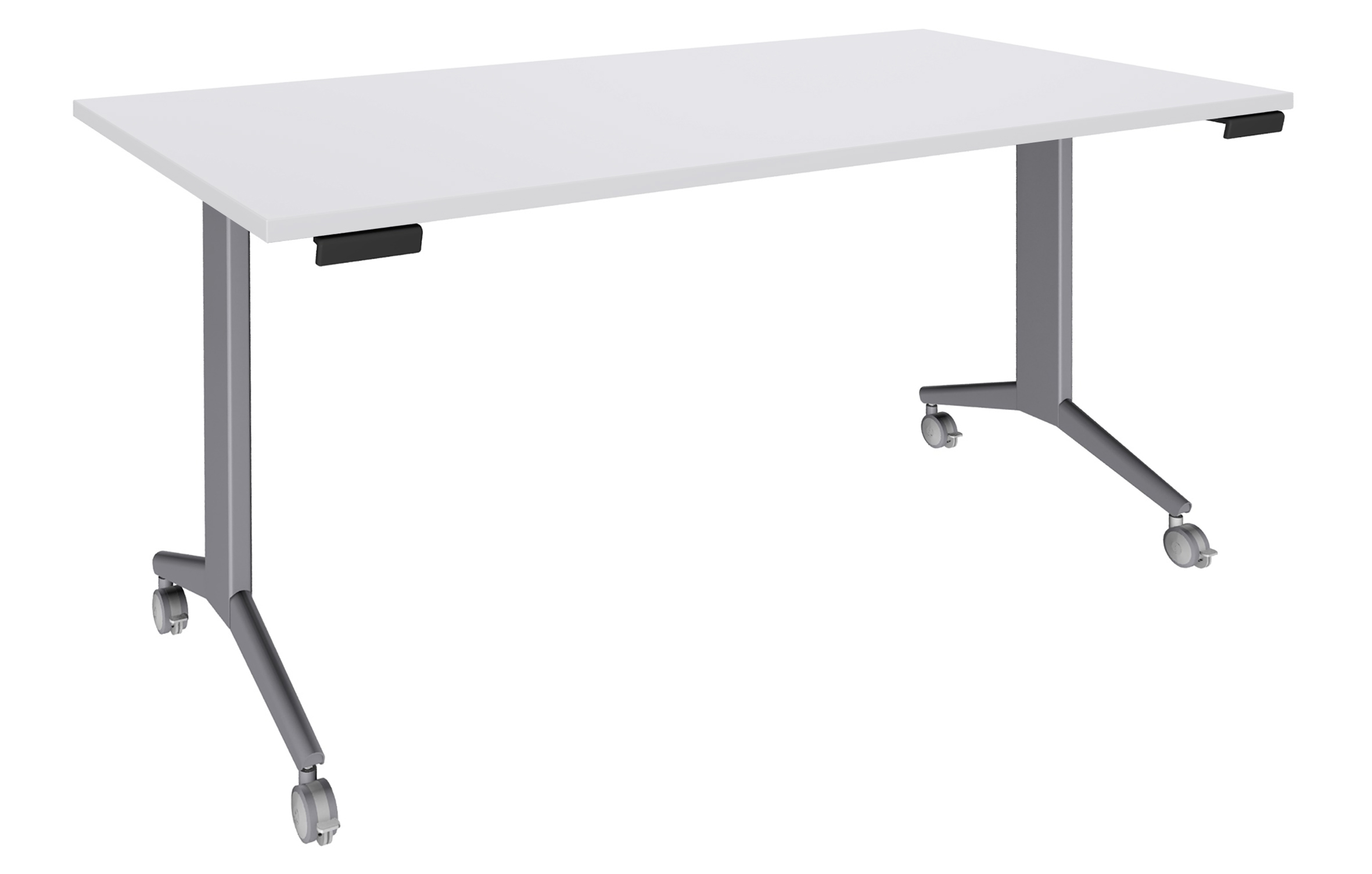 Table de réunion abattantes - L160 x P80 cm - pied alu - plateau blanc perle