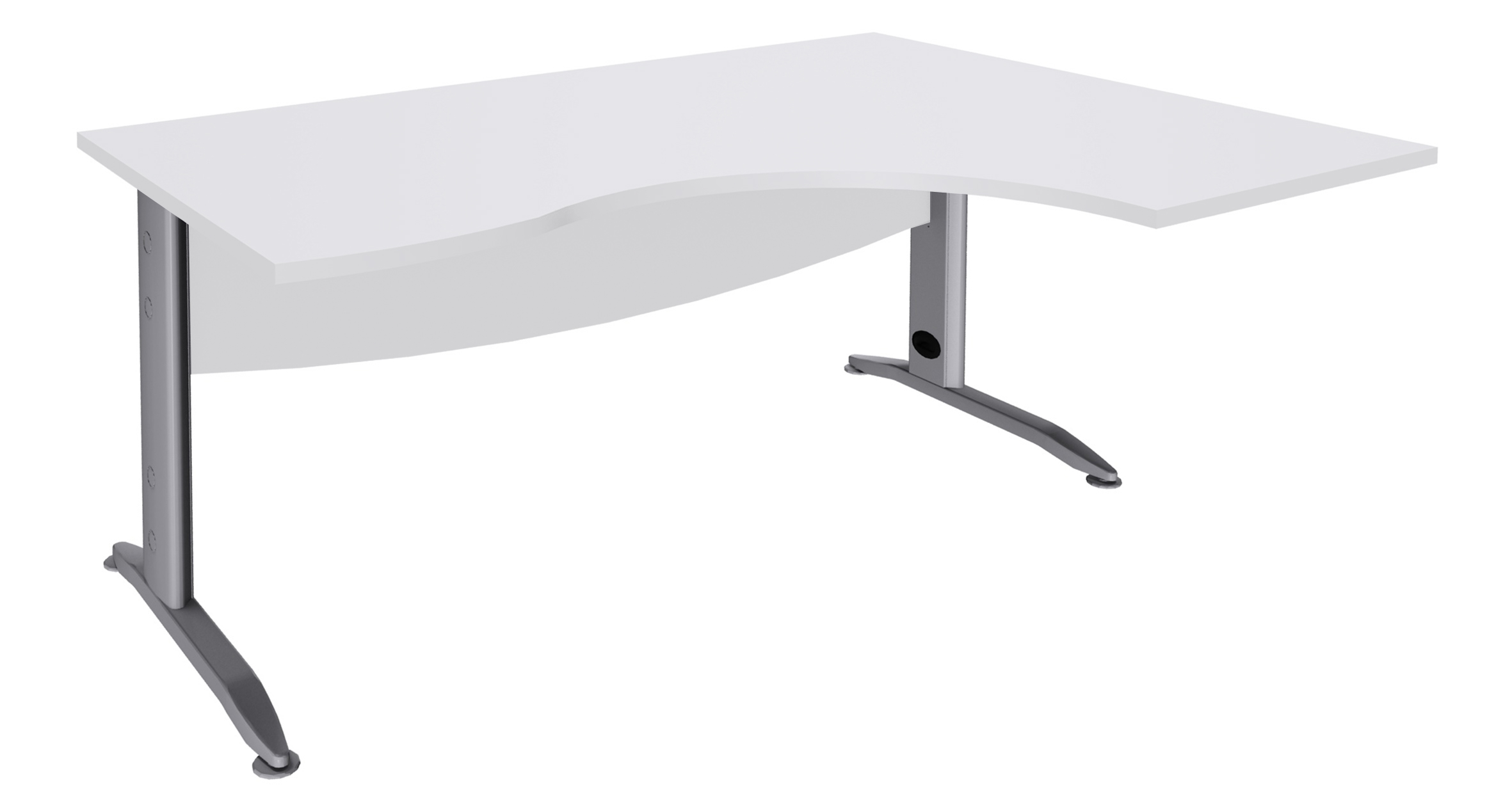 Bureau compact à droite IDRA - L180 cm - Pieds alu - plateau Blanc perle (Pieds de renfort obligatoire à rajouter - non inclus)